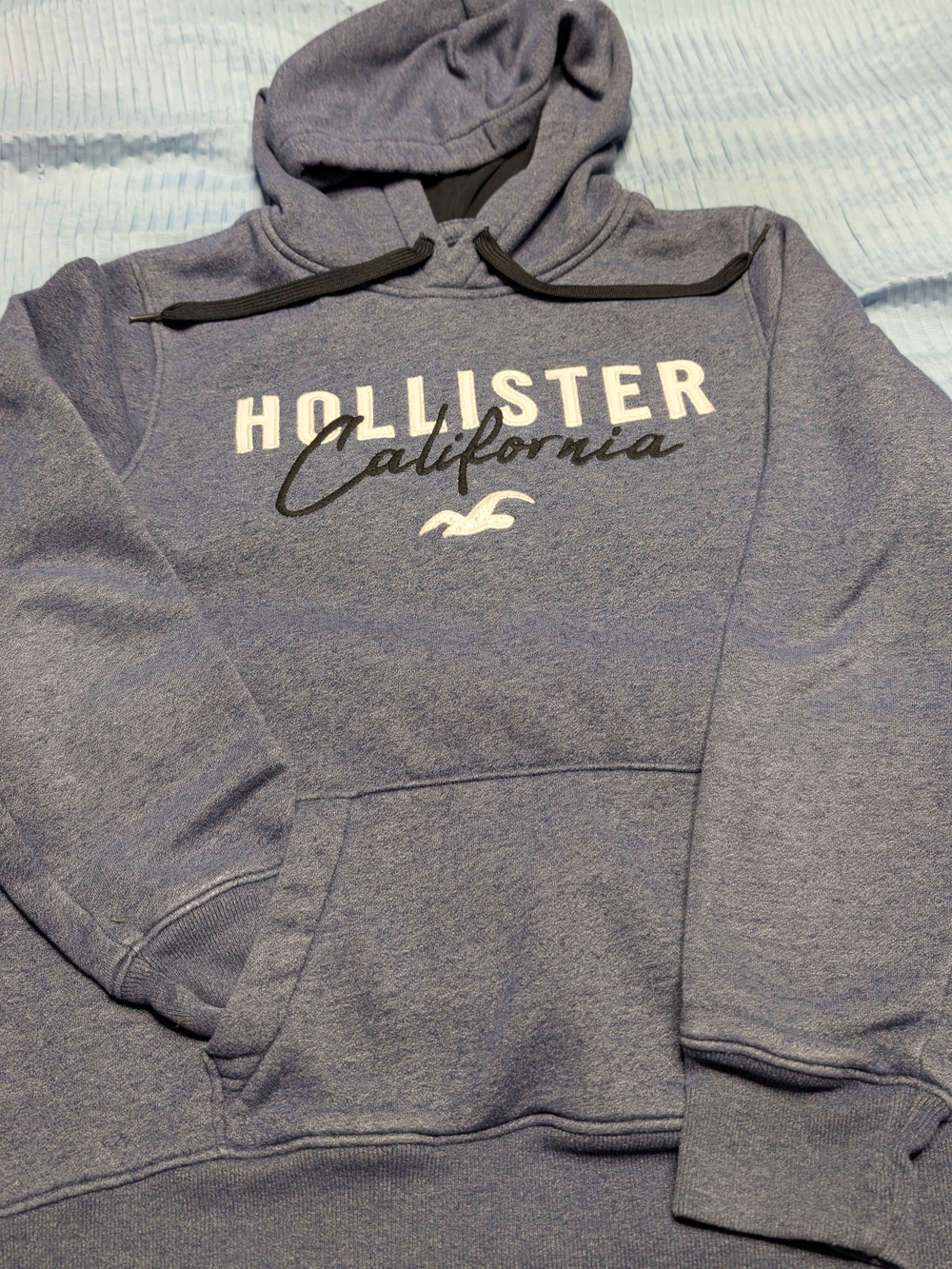 Hollister Heather Blue Logo Pullover Hoodie
